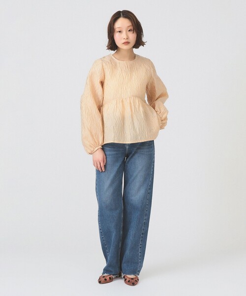 Ray BEAMS(レイビームス)の「ジャガード ギャザー キリカエ クルーネック(シャツ/ブラウス・レディース・オフホワイト/クリーム・ONE SIZE)」の7枚目の写真