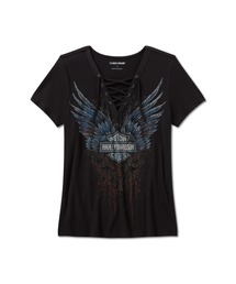 Harley-Davidson（ハーレーダビッドソン）の「ブリング 半袖 レーストフロントTシャツ - ダークエンジェル（Tシャツ/カットソー）」