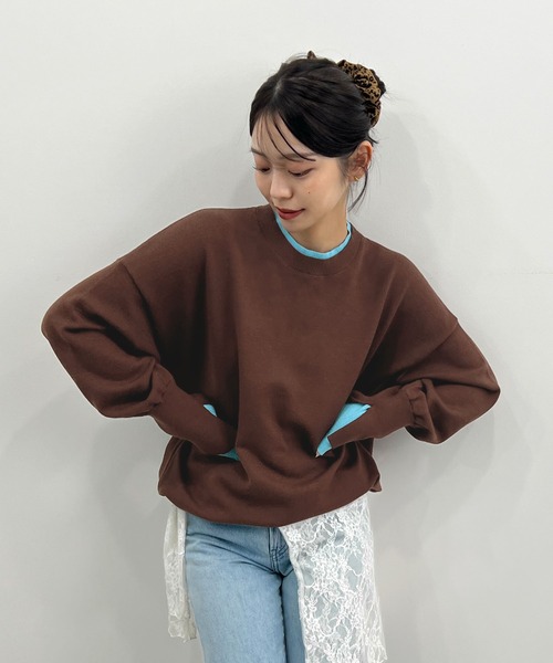 Futier land(フューティアランド)の「配色レイヤード風ニット(ニット/セーター・レディース・ライトグレー/ネイビー/ブラウン・FREE)」の2枚目の写真