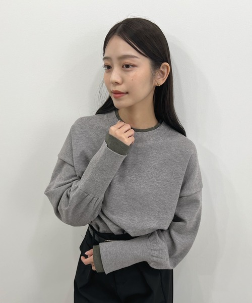 Futier land(フューティアランド)の「配色レイヤード風ニット(ニット/セーター・レディース・ライトグレー/ネイビー/ブラウン・FREE)」の15枚目の写真