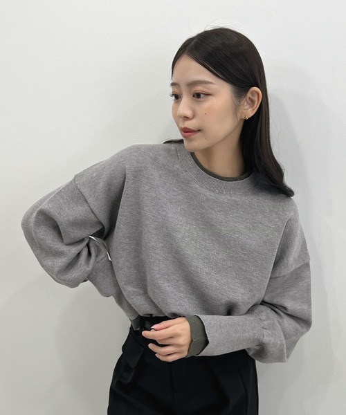 Futier land(フューティアランド)の「配色レイヤード風ニット(ニット/セーター・レディース・ライトグレー/ネイビー/ブラウン・FREE)」の17枚目の写真