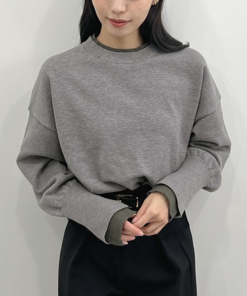 Futier land(フューティアランド)の「配色レイヤード風ニット(ニット/セーター・レディース・ライトグレー/ネイビー/ブラウン・FREE)」の18枚目の写真