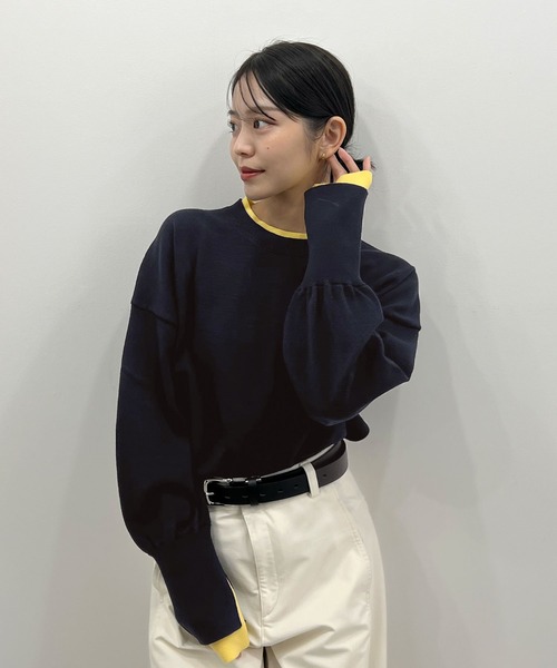 Futier land(フューティアランド)の「配色レイヤード風ニット(ニット/セーター・レディース・ライトグレー/ネイビー/ブラウン・FREE)」の22枚目の写真