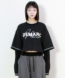 ダブルスリーブクロップTシャツブラック