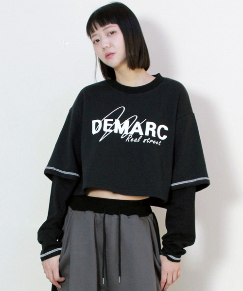 DEMARC(ドゥマーク)の「ダブルスリーブクロップTシャツブラック(Tシャツ/カットソー・レディース・その他・MEDIUM/LARGE)」の7枚目の写真