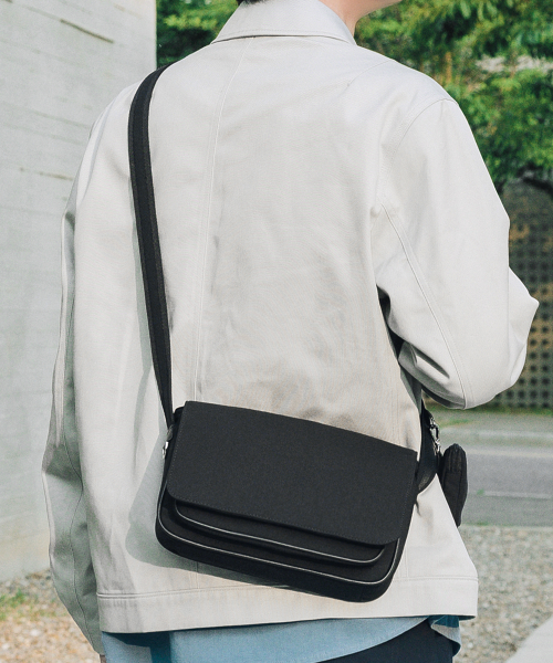 セール】Canvas flap pocket crossbody bag_black（メッセンジャー
