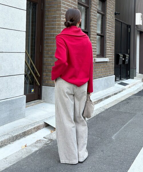 DouDou（ドゥドゥ）の「コーデュロイワイドイージーパンツ（その他パンツ・レディース・オフホワイト/グレイッシュベージュ・38/36）」の12枚目の写真