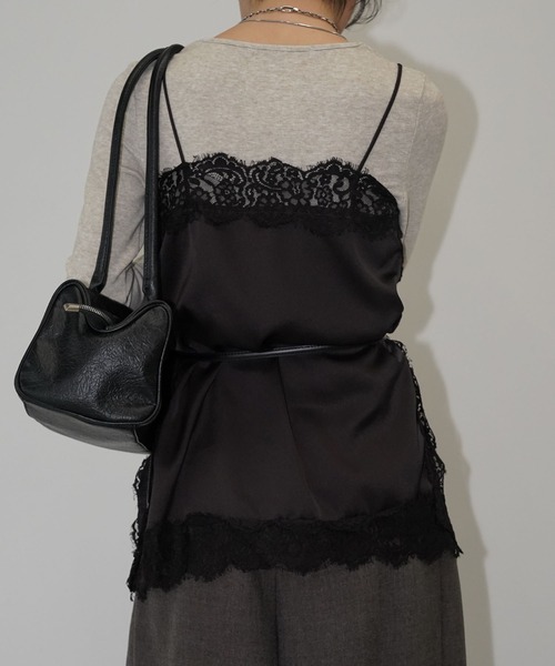 chuclla(チュクラ)の「サテンレースキャミソール chw26s018(キャミソール・レディース・アイボリー/ブラック/ダークブラウン・FREE)」の6枚目の写真