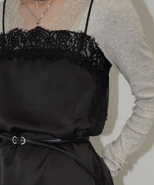 chuclla(チュクラ)の「サテンレースキャミソール chw26s018(キャミソール・レディース・アイボリー/ブラック/ダークブラウン・FREE)」の8枚目の写真