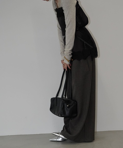 chuclla(チュクラ)の「サテンレースキャミソール chw26s018(キャミソール・レディース・アイボリー/ブラック/ダークブラウン・FREE)」の9枚目の写真