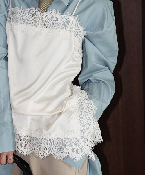 chuclla(チュクラ)の「サテンレースキャミソール chw26s018(キャミソール・レディース・アイボリー/ブラック/ダークブラウン・FREE)」の11枚目の写真