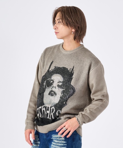 RE730(アールイーセブンサーティー)の「モヘアタッチクルーネックニット(Tシャツ/カットソー・メンズ・チャコールグレー/ライトグレー・LARGE/MEDIUM)」の6枚目の写真