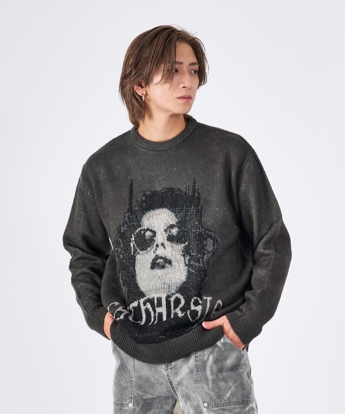 RE730(アールイーセブンサーティー)の「モヘアタッチクルーネックニット(Tシャツ/カットソー・メンズ・チャコールグレー/ライトグレー・LARGE/MEDIUM)」の8枚目の写真
