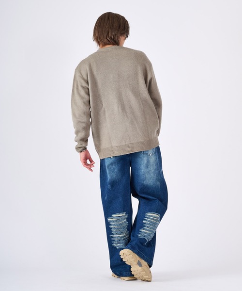 RE730(アールイーセブンサーティー)の「モヘアタッチクルーネックニット(Tシャツ/カットソー・メンズ・チャコールグレー/ライトグレー・LARGE/MEDIUM)」の13枚目の写真