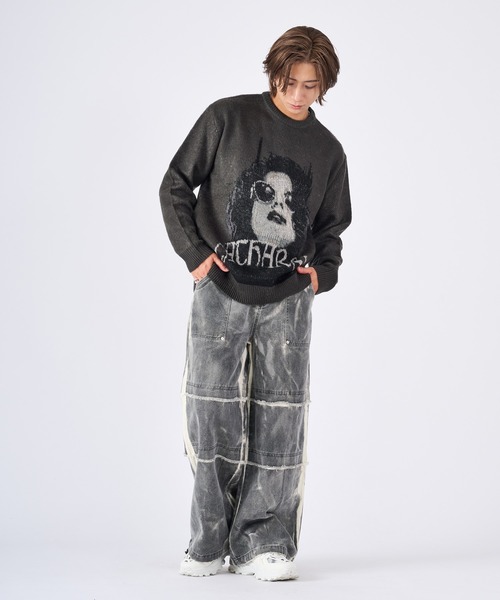 RE730(アールイーセブンサーティー)の「モヘアタッチクルーネックニット(Tシャツ/カットソー・メンズ・チャコールグレー/ライトグレー・LARGE/MEDIUM)」の14枚目の写真