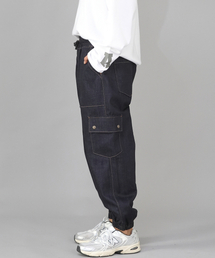 SAINTCREW（セントクルー）の「スナップボタンワイドカーゴジョガーパンツ SWC-361 デニムインディゴ BRS（デニムパンツ）」