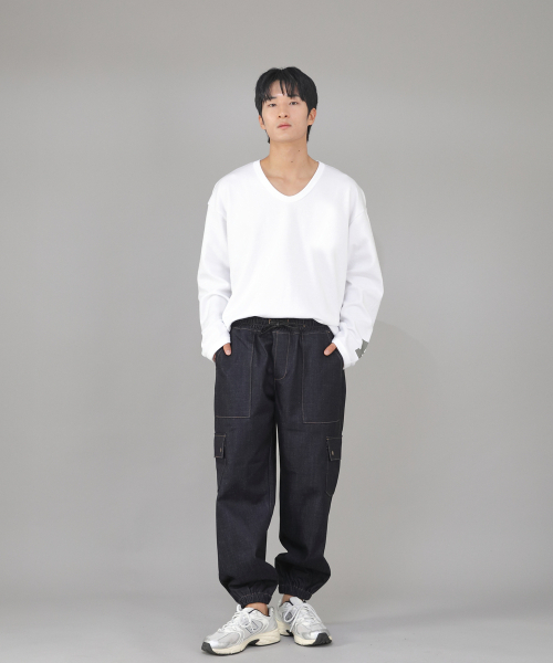 SAINTCREW（セントクルー）の「スナップボタンワイドカーゴジョガーパンツ SWC-361 デニムインディゴ BRS（デニムパンツ・メンズ・その他・MEDIUM/LARGE/X-LARGE）」の6枚目の写真