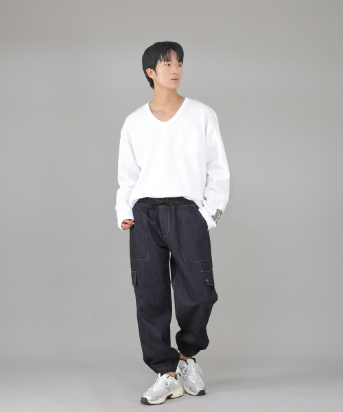 SAINTCREW（セントクルー）の「スナップボタンワイドカーゴジョガーパンツ SWC-361 デニムインディゴ BRS（デニムパンツ・メンズ・その他・MEDIUM/LARGE/X-LARGE）」の7枚目の写真