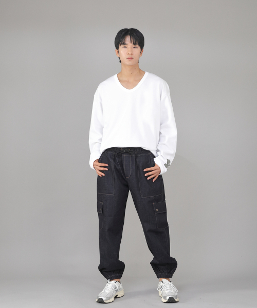 SAINTCREW（セントクルー）の「スナップボタンワイドカーゴジョガーパンツ SWC-361 デニムインディゴ BRS（デニムパンツ・メンズ・その他・MEDIUM/LARGE/X-LARGE）」の8枚目の写真