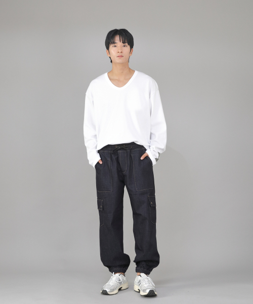 SAINTCREW（セントクルー）の「スナップボタンワイドカーゴジョガーパンツ SWC-361 デニムインディゴ BRS（デニムパンツ・メンズ・その他・MEDIUM/LARGE/X-LARGE）」の9枚目の写真
