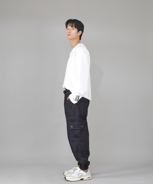 SAINTCREW（セントクルー）の「スナップボタンワイドカーゴジョガーパンツ SWC-361 デニムインディゴ BRS（デニムパンツ・メンズ・その他・MEDIUM/LARGE/X-LARGE）」の2枚目の写真