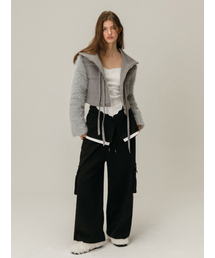 CARGO LAYERED SKIRT PANTS / BLACK