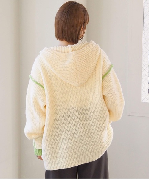 tiptop（ティップトップ）の「【ZOZO限定アイテム】畦編配色レイヤードヘンリーパーカー（ニット/セーター・レディース・アイボリー/グレー/チャコールグレー・FREE）」の8枚目の写真