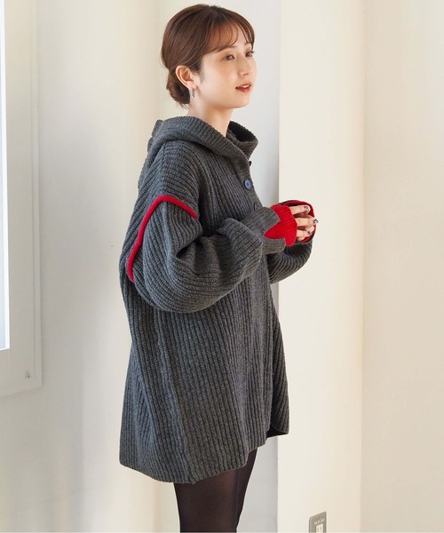 tiptop（ティップトップ）の「【ZOZO限定アイテム】畦編配色レイヤードヘンリーパーカー（ニット/セーター・レディース・アイボリー/グレー/チャコールグレー・FREE）」の16枚目の写真