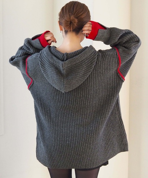 tiptop（ティップトップ）の「【ZOZO限定アイテム】畦編配色レイヤードヘンリーパーカー（ニット/セーター・レディース・アイボリー/グレー/チャコールグレー・FREE）」の20枚目の写真