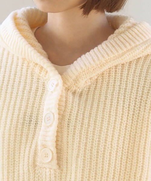 tiptop（ティップトップ）の「【ZOZO限定アイテム】畦編配色レイヤードヘンリーパーカー（ニット/セーター・レディース・アイボリー/グレー/チャコールグレー・FREE）」の10枚目の写真