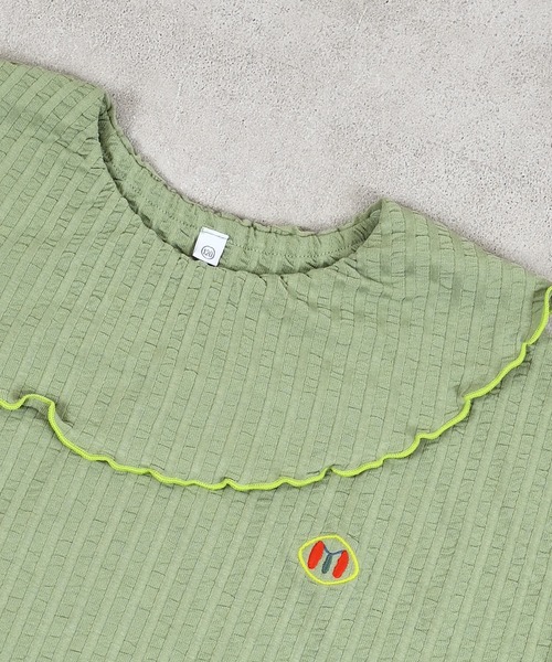 MARKEY'S（マーキーズ）の「ニットサッカーフリルカラーカットソー（Tシャツ/カットソー・キッズ・オレンジ/グリーン/ブルー/クリーム・80/90/100/110/120/130/140/150）」の6枚目の写真