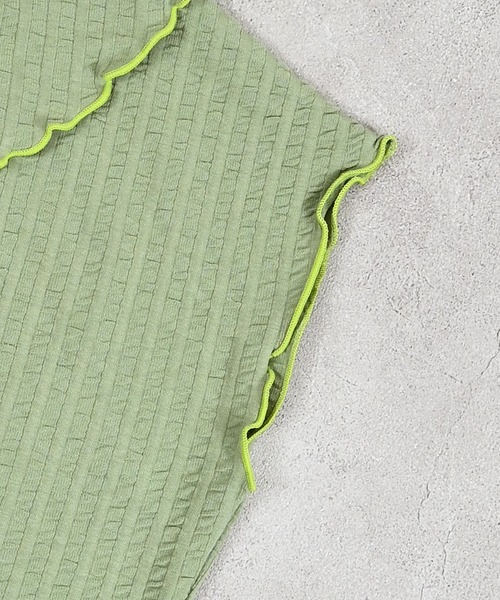 MARKEY'S（マーキーズ）の「ニットサッカーフリルカラーカットソー（Tシャツ/カットソー・キッズ・オレンジ/グリーン/ブルー/クリーム・80/90/100/110/120/130/140/150）」の7枚目の写真