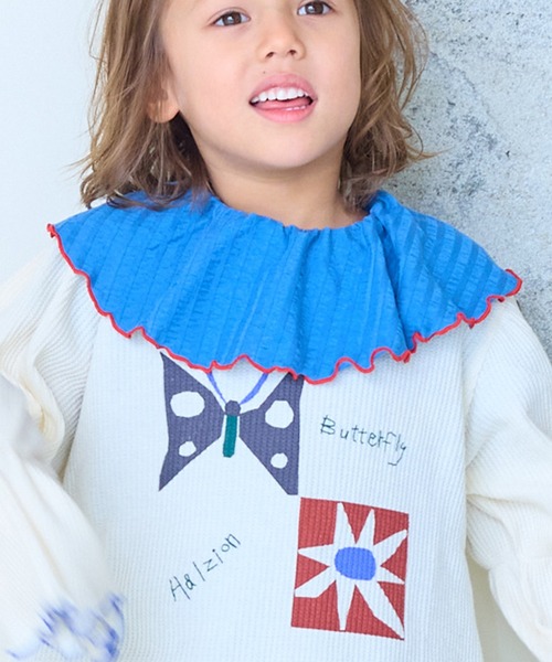 MARKEY'S（マーキーズ）の「ニットサッカーフリルカラーカットソー（Tシャツ/カットソー・キッズ・オレンジ/グリーン/ブルー/クリーム・80/90/100/110/120/130/140/150）」の13枚目の写真