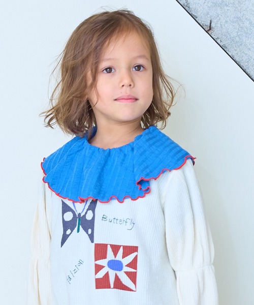 MARKEY'S（マーキーズ）の「ニットサッカーフリルカラーカットソー（Tシャツ/カットソー・キッズ・オレンジ/グリーン/ブルー/クリーム・80/90/100/110/120/130/140/150）」の14枚目の写真