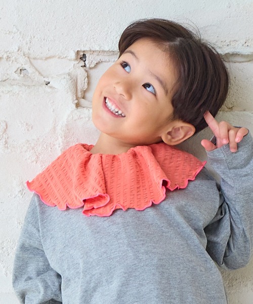 MARKEY'S（マーキーズ）の「ニットサッカーフリルカラーカットソー（Tシャツ/カットソー・キッズ・オレンジ/グリーン/ブルー/クリーム・80/90/100/110/120/130/140/150）」の15枚目の写真