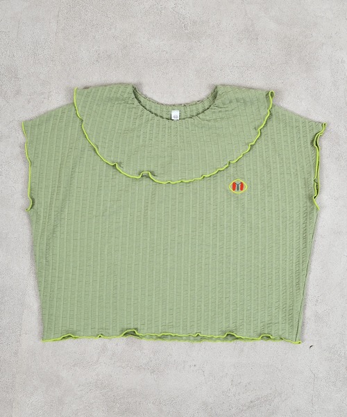 MARKEY'S（マーキーズ）の「ニットサッカーフリルカラーカットソー（Tシャツ/カットソー・キッズ・オレンジ/グリーン/ブルー/クリーム・80/90/100/110/120/130/140/150）」の11枚目の写真