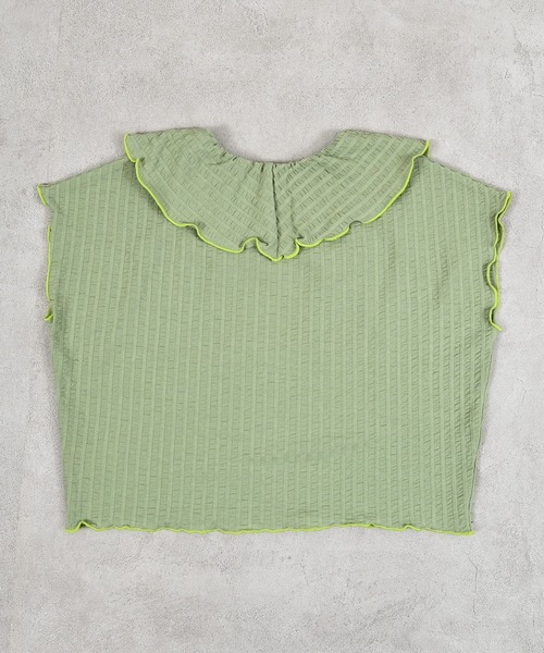 MARKEY'S（マーキーズ）の「ニットサッカーフリルカラーカットソー（Tシャツ/カットソー・キッズ・オレンジ/グリーン/ブルー/クリーム・80/90/100/110/120/130/140/150）」の12枚目の写真