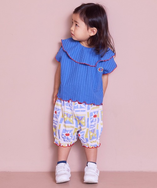 MARKEY'S（マーキーズ）の「ニットサッカーフリルカラーカットソー（Tシャツ/カットソー・キッズ・オレンジ/グリーン/ブルー/クリーム・80/90/100/110/120/130/140/150）」の21枚目の写真