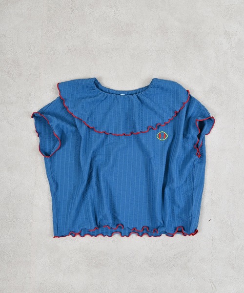 MARKEY'S（マーキーズ）の「ニットサッカーフリルカラーカットソー（Tシャツ/カットソー・キッズ・オレンジ/グリーン/ブルー/クリーム・80/90/100/110/120/130/140/150）」の22枚目の写真