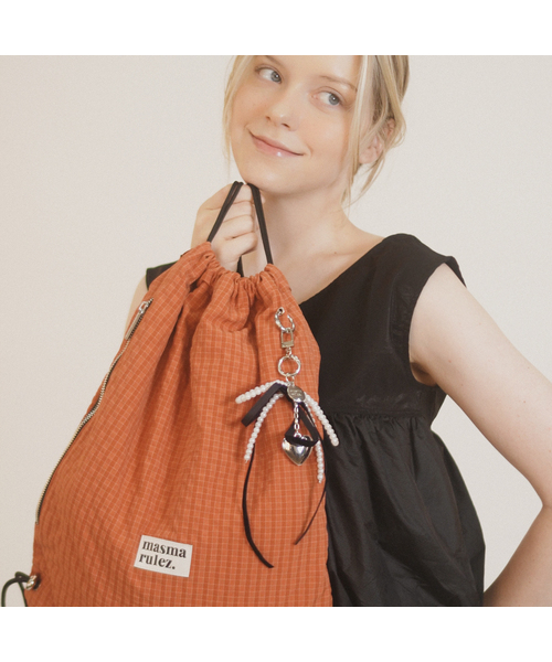 セール】[INT] Gym sack string bag _ plaid check orange（バック