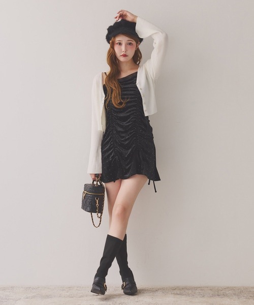 one after another NICE CLAUP（ワンアフターアナザーナイスクラップ）の「WEB限定/チャーム付きキルティングバニティバッグ（ショルダーバッグ・レディース・アイボリー/ブラック/サックスブルー/ブラック系その他/ホワイト系その他・FREE）」の14枚目の写真