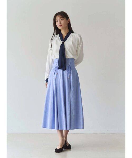 TONAL(トーナル)の「スカーフリングタイブラウス(シャツ/ブラウス・レディース・ピンク/ネイビー/オフホワイト・MEDIUM)」の8枚目の写真
