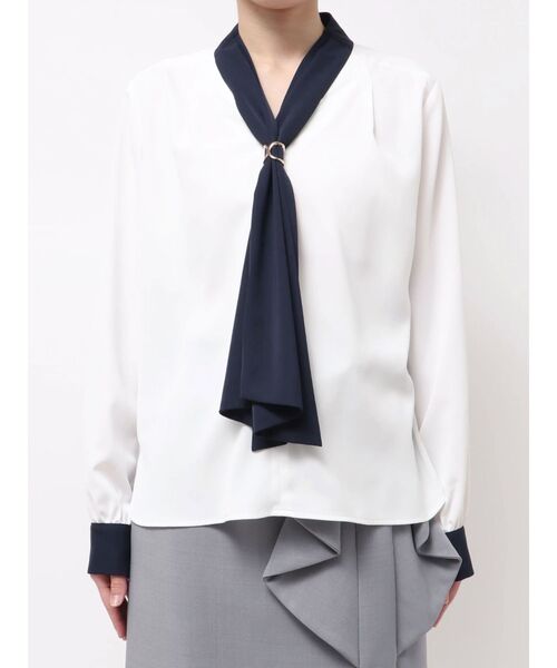 TONAL(トーナル)の「スカーフリングタイブラウス(シャツ/ブラウス・レディース・ピンク/ネイビー/オフホワイト・MEDIUM)」の22枚目の写真