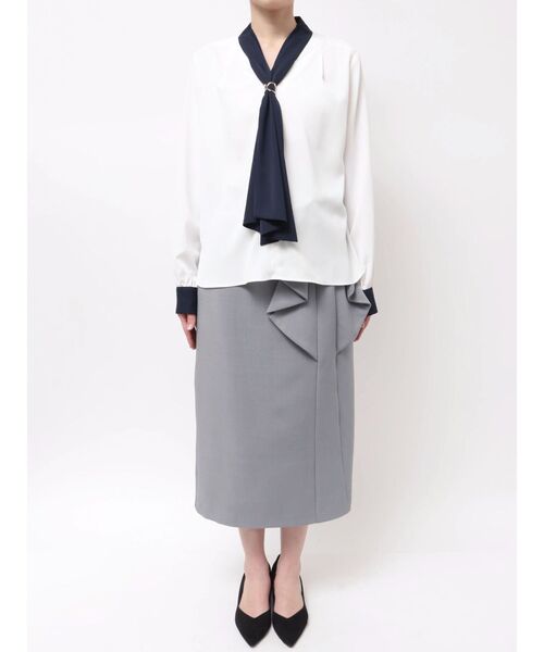TONAL(トーナル)の「スカーフリングタイブラウス(シャツ/ブラウス・レディース・ピンク/ネイビー/オフホワイト・MEDIUM)」の15枚目の写真