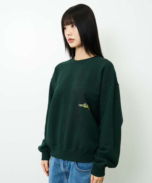 chancechance(チャンスチャンス)の「CEC GALLERY グラフィックスウェットシャツ(グリーン/裏起毛)(スウェット・レディース・その他・SMALL/MEDIUM)」の4枚目の写真