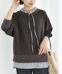 【WEB限定】〈手洗い可能〉ブラウス コンビ スウェット プルオーバー