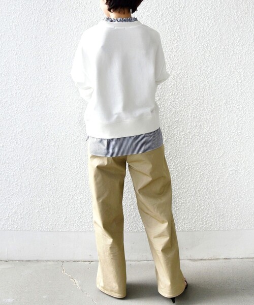 SHIPS（シップス）の「【WEB限定】〈手洗い可能〉ブラウス コンビ スウェット プルオーバー（スウェット・レディース・ホワイト/ネイビー/ライトピンク・ONE SIZE）」の4枚目の写真