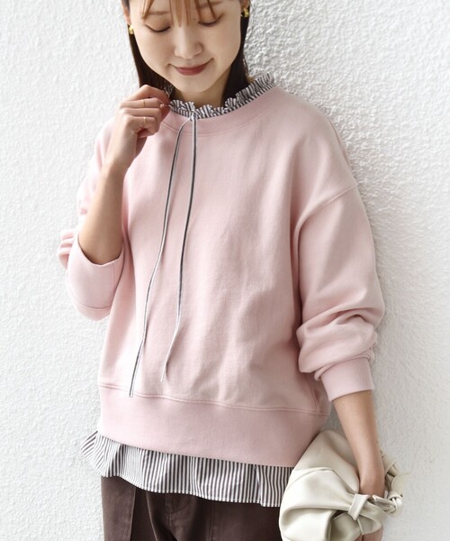 SHIPS（シップス）の「【WEB限定】〈手洗い可能〉ブラウス コンビ スウェット プルオーバー（スウェット・レディース・ホワイト/ネイビー/ライトピンク・ONE SIZE）」の16枚目の写真