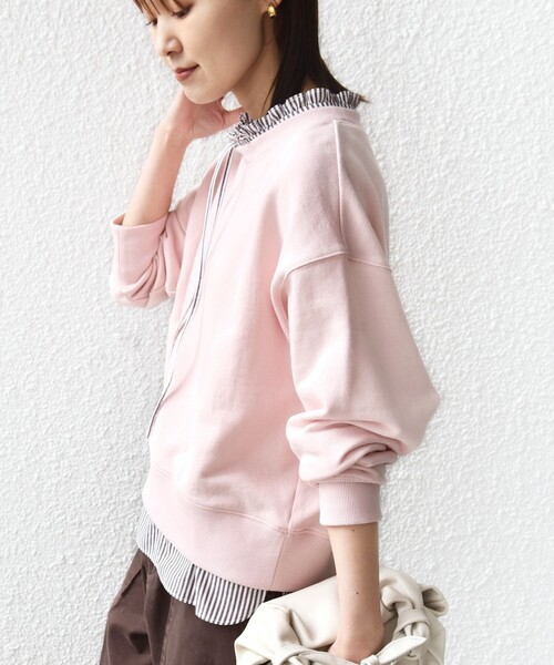 SHIPS（シップス）の「【WEB限定】〈手洗い可能〉ブラウス コンビ スウェット プルオーバー（スウェット・レディース・ホワイト/ネイビー/ライトピンク・ONE SIZE）」の17枚目の写真