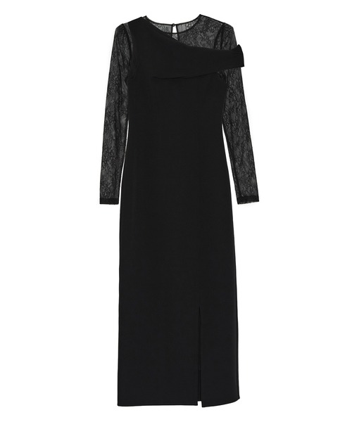 セール】【LEJA】アシンメトリーレースレイヤードフロントスリット